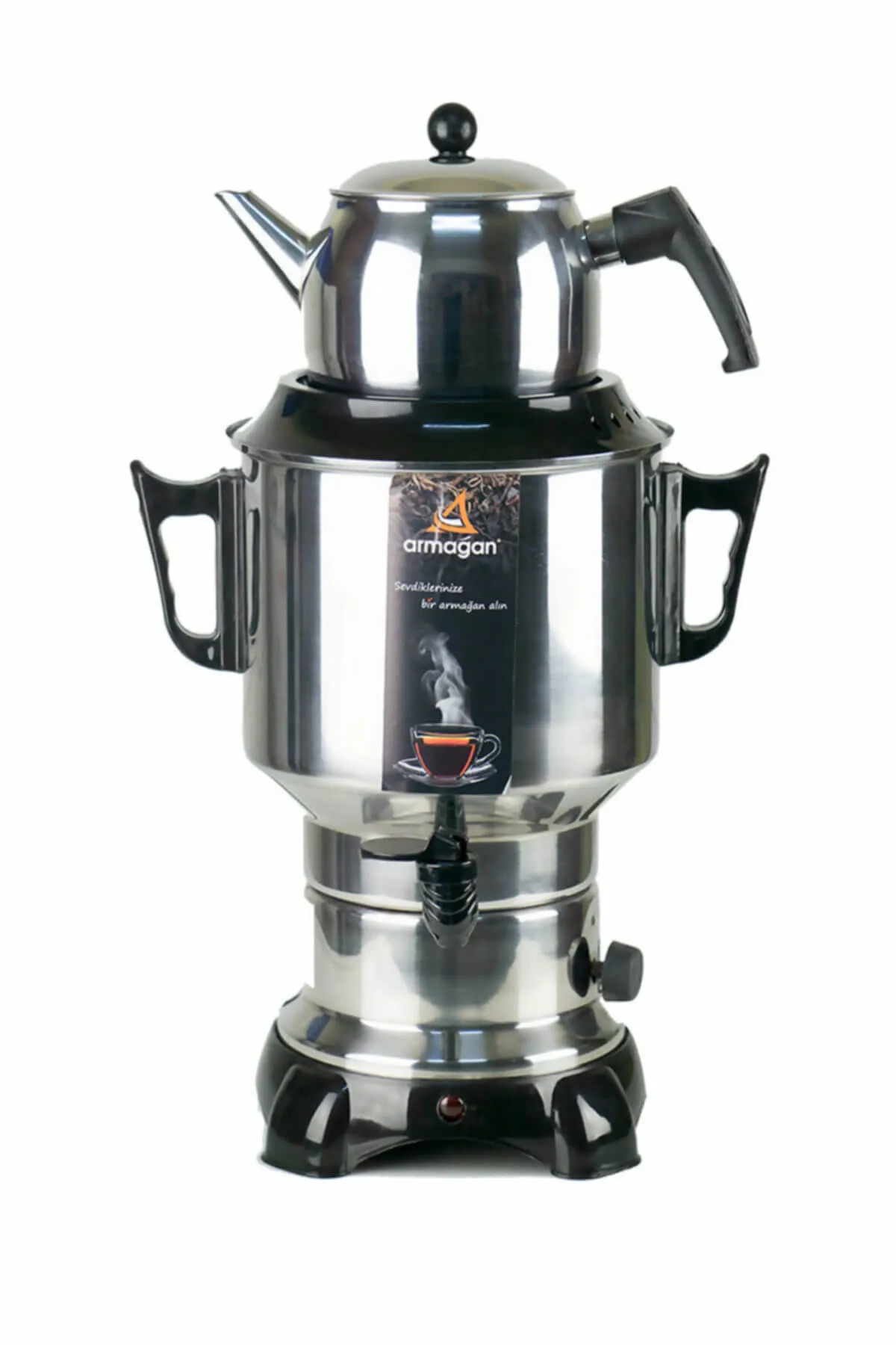 1100W Thermostated Classic 6 Liter Big size Urn (Black) Concealed Heating Element Stainless Steel Special Slikonlu Musluk