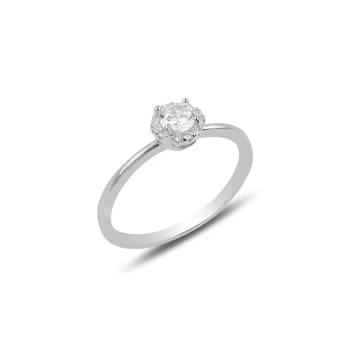 

Silver 925 Sterling Zircon Cubic Zirconia Engagement Ring
