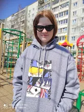 Tops Hoody Spring Harajuku Brown Anime Black Fleece Girls Korean-Style Cartoon Kawaii