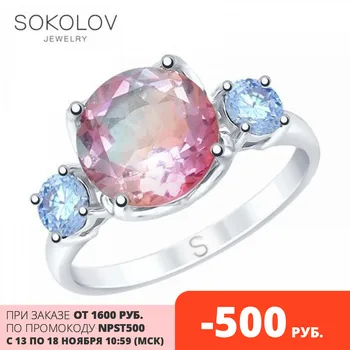 

SOKOLOV ring made of silver and glass-ceramics with fianitami, fashion jewelry, 925, women's male