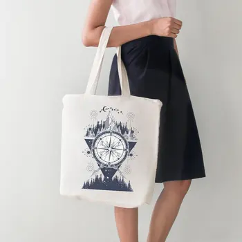 

Angemiel Bag Compass and Nature-Themed Tote Shopping Beach Bag