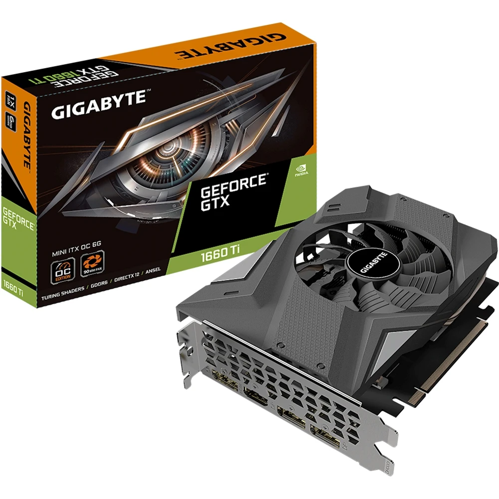 Видеокарта Gigabyte Mini ITX nVidia GeForce GTX 1660 Ti 1785MHz 6144MB 12000MHz 192 bit RTL [GV-N166TIXOC-6GD]