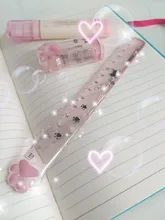 Reglas de plástico con Linda pata de gato para escuela, suministros de oficina Kawaii, accesorios de planificación, premio de estudiante