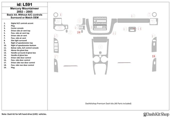 

Interior lining for Mercury Mountaineer 2002-UP. Set L591.