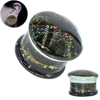 

Pyrex Glass Galaxy Ear Plug Inspiration Dezigns Pair Double Flared Glass Plugs Gauges Multi Color Expander Body Piercing Jewelry
