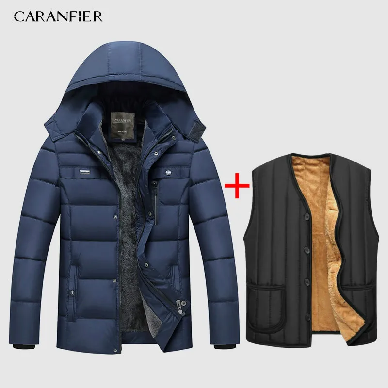 Skup CARANFIER ciepła gruba kurtka zimowa mężczyźni odzież stójka w stylu casual wysokiej jakości moda marka płaszcz zimowy mężczyźni kurtka parka
