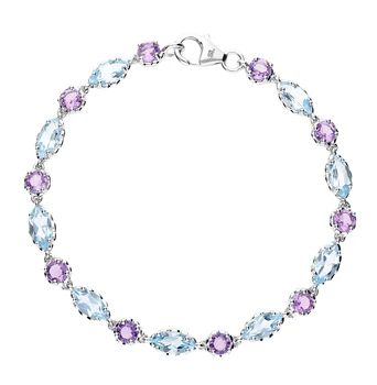 

Silver Bracelet with amethyst and Topaz sunlight sample 925