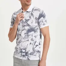 Дефакто Мужская мода простой узор лацканы моды с коротким рукавом рубашка простой мужской высокое качество рубашки Топы-K4053AZ19SM-K4053AZ19SM