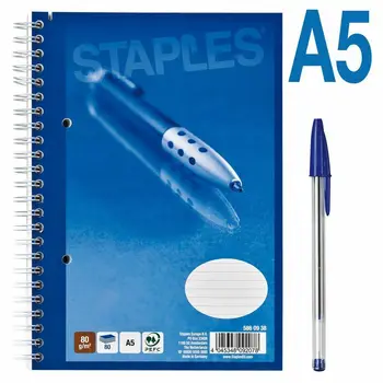 

Notebook, A5, striped, 80 sheets, soft cardboard cover, Blue