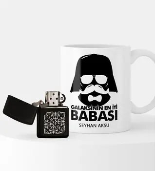 

Personalized Galaxy Best Father Gasoline Lighter and Mug Seti-2