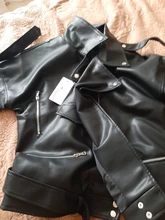 Jacket Coat Fitaylor Faux-Leather Loose Outwear Casual PU Sashes Black Tops Bf-Style