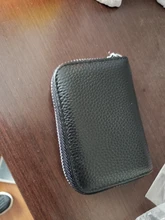 Tarjetero de piel de vaca de primera capa RFID antirrobo para hombre y mujer, billetera pequeña multifuncional con cremallera