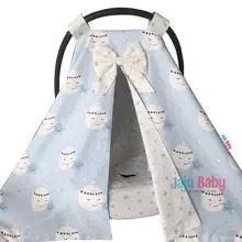 Jaju Baby Mavi Gülen Ay Desenli Puset Örtüsü ve İç Çarşafı