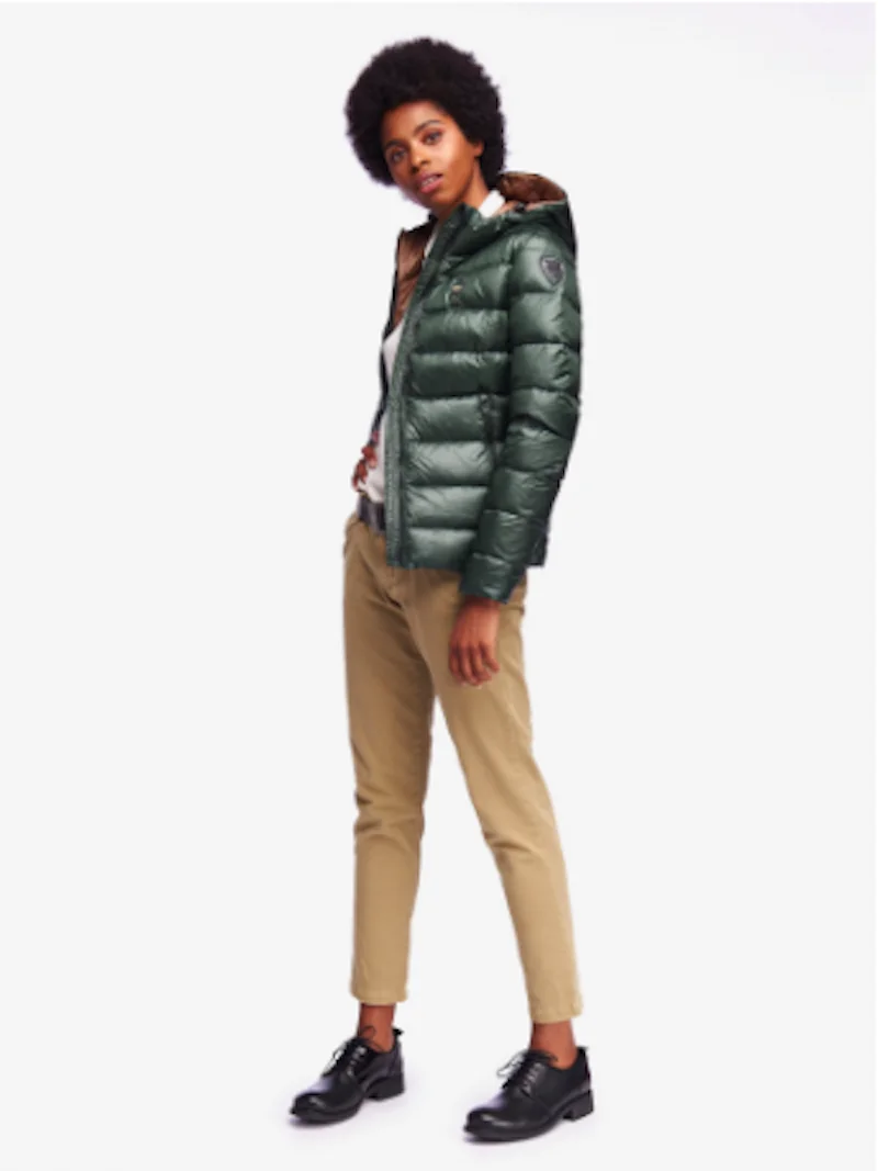 Пуховое одеяло BLAUER-с капюшоном-mod. COLE-REAL FEATHER-19WBLDC03010 Col. GREEN