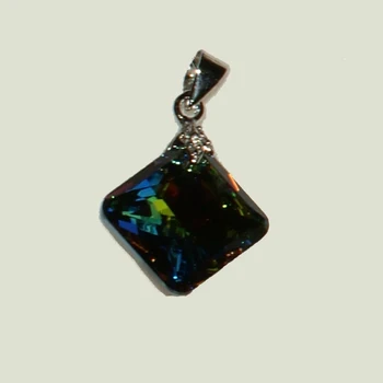 

Necklace with real Swarovski crystal multicolor silver chain with crystal aventurine chameleon AV Jewelry made in Russia