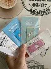 (4 unids/lote) lindo unicornio marcador con imán de dibujos animados papelería creativo Mini Clip de libro carpeta