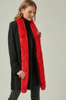 

11254 Red Color Long Fur Scarf