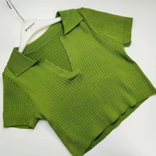 Polo Shirts Tees Short-Sleeve Mujer Camisetas Cropped Slim-Fit ITOOLIN Female Sexy Summer Vintage