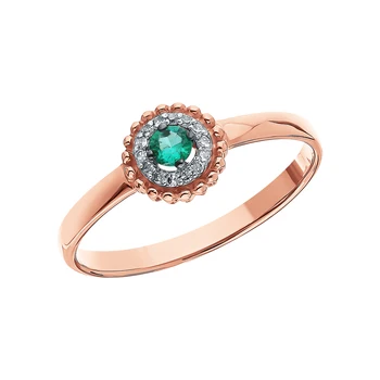 

Gold ring with emeralds and diamonds sunlight sample 585
