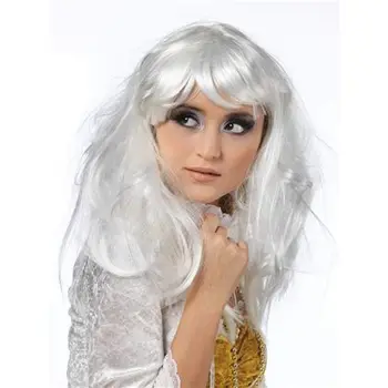 

Cm062b smooth wig long c/white fringe t-blan