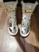 Ankle-Boots Sneakers Warm-Shoes High-Top Women Winter Short Black/sliver LEOSOXS No 