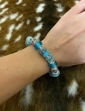 YADA INS Trendy Blue flower bead Bracelets&Bangles For Women flower Pulseira Feminina