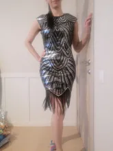 Summer Women Dress 1920s-Flapper-Dress Sequin-Fringe Party-Midi Great-Gatsby Sleeve O-Neck