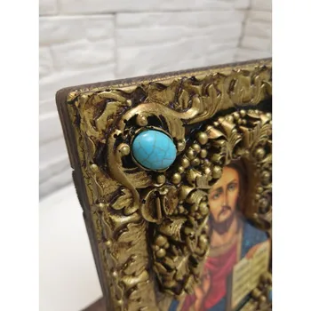 

Aged icon of the Lord Almighty with needles and stones size 14-19 cm