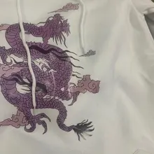 Estampado de dragón suéter con capucha para mujer, tops Kawaii de Hip hop Harajuku de gran tamaño, ropa para mujer