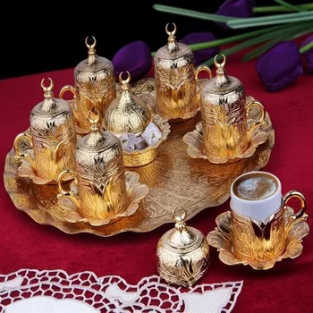 

26 Pieces Ottoman Turkish Arabic Coffee Espresso Guest Serving Cup Saucer Set,Gold