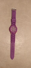 Reloj de cuarzo Geneva para niños y mujeres, cronógrafo con correa de silicona púrpura, con patrón Digital de esfera de aleación, regalo
