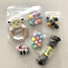 Lets make-mordedor de cuentas de silicona para dentición, 15mm, 20 piezas, sin BPA, espiral, grado alimenticio, 4-6 meses