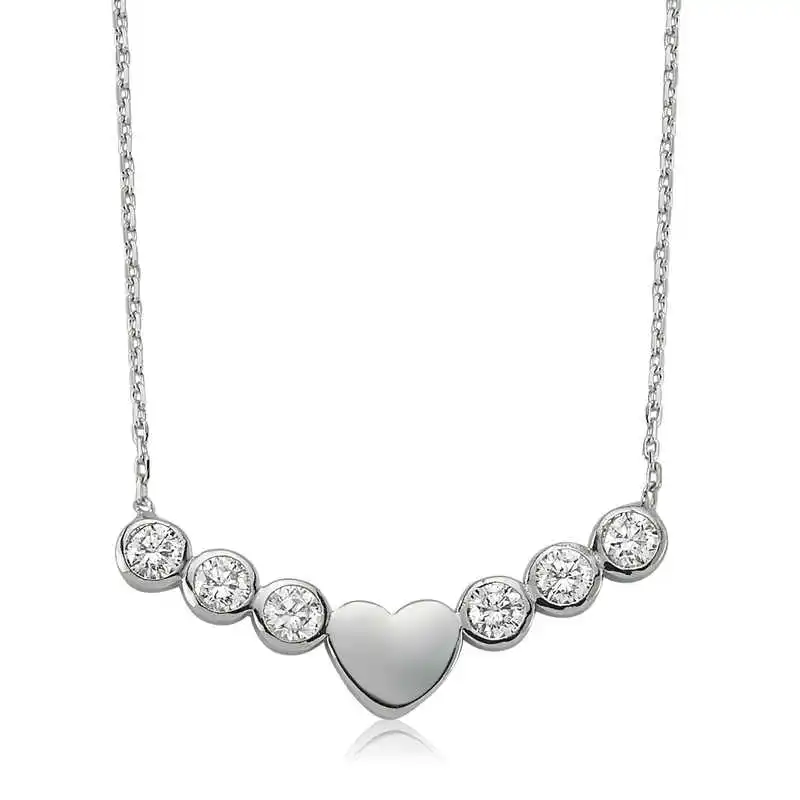

Silver Row Cubic Zirconia Heart Woman Necklace