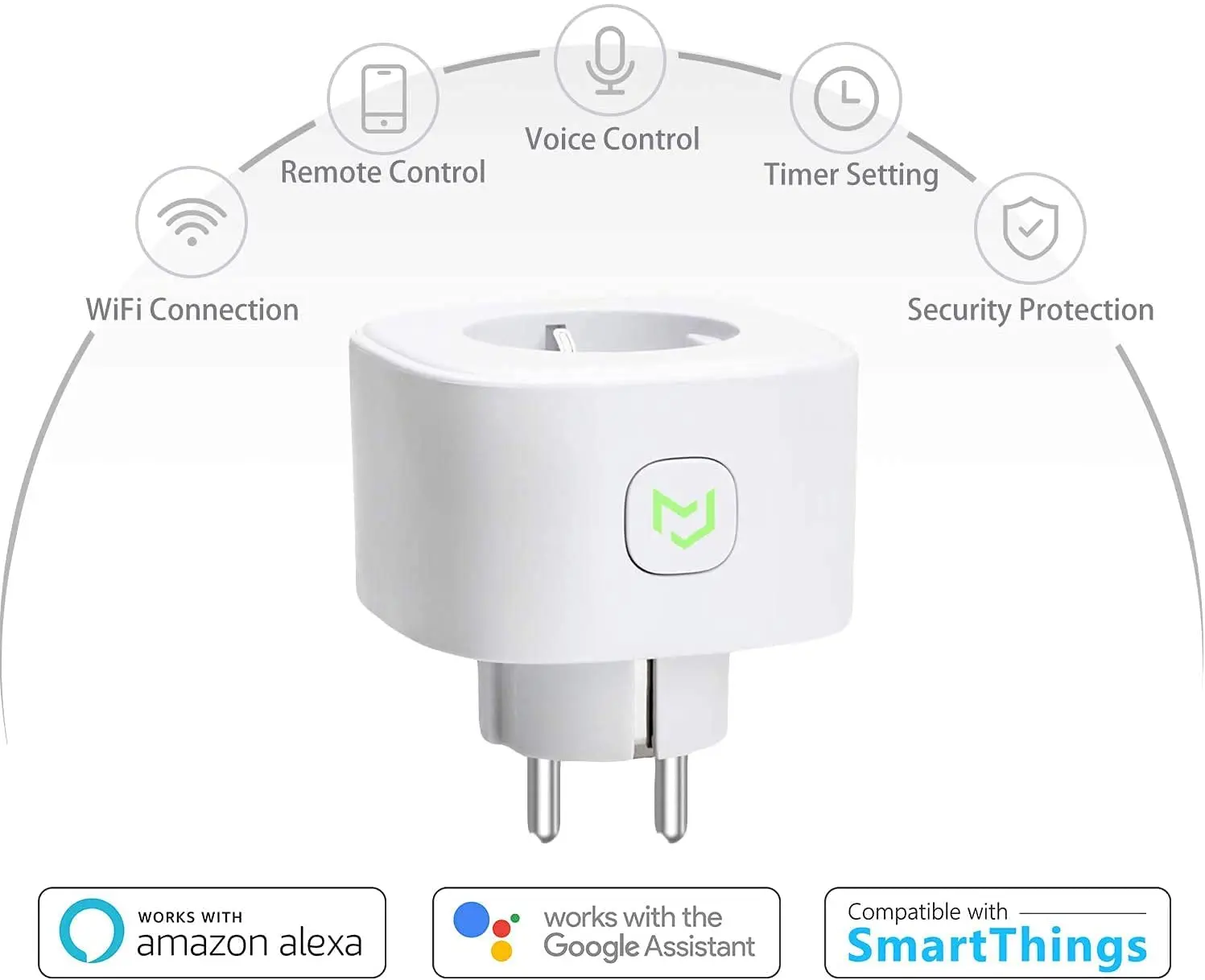European Smart Plug Wifi16A 3680W Smart plugs Compatible with Alexa, Google Assistant and SmartThings, Wi-Fi Smart Plug HOME KIT Meross app energy saving outlet