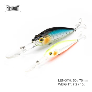 

Kingdom Fishing Lure Suspending Minnow 60mm 7.2g 70mm 10g Strong Hooks Artificial Hard Jerkbait Wobblers Six Colors Model 5502