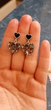 Dangle-Earrings Crystal Fashion Jewelry Grey Trendy Sweet Love-Heart Women Oorbellen