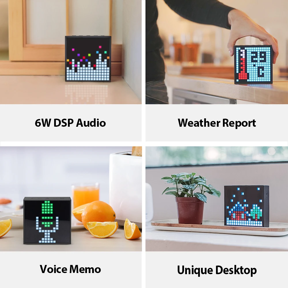  Divoom Timebox Evo Bluetooth Portable Speaker with Clock Alarm Programmable LED Display for Pixel A