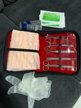 Kit de entrenamiento de sutura quirúrgica, herramienta para operar la piel, Práctica de sutura, modelo de almohadilla de entrenamiento, tijeras de aguja, equipo de enseñanza