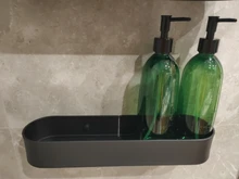 Black Bathroom Shelves Rack Towel-Bar Wall-Shelf Shower-Storage Kitchen Aluminum Space