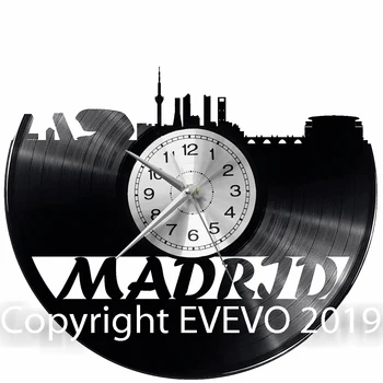 

Madrid Wall Clock Vinyl Vinyl Record Retro Clock Handmade Vintage Gift Style Room Home Decorations Great Gift