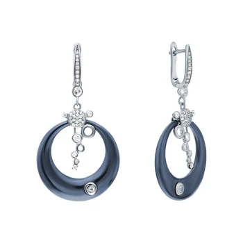 

Silver earrings with ceramics and cubic zirconia sunlight sample 925