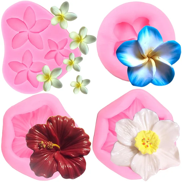 Virágvirág Szilikon Penész Frangipani Plumeria Virág Csokoládé Fondant Penészek Torta Díszítő Szerszámok Cukorkapolim Agyag
