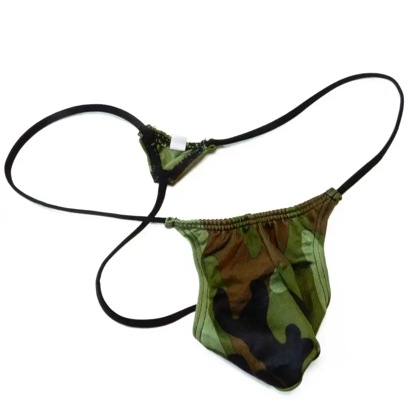 Mens G344J String Thong Front Pouch T-Back Nylon spandex Jacquard