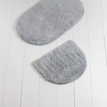 Коврики для ванной, Нескользящие, Противоскользящие коврики, Нескользящие, противоскользящие, серые, Овальные, 2'Li набор, 60X100 cm-50X60 см