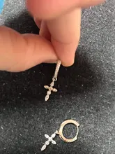 Pendientes de aro pequeños con Cruz para mujer, de Plata de Ley 925, cristal de circonita Simple, color dorado y plateado, joyería