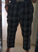 Plaid Pants Trousers Joggers Harajuku Women Streetwear Korean-Style Plus-Size Autumn