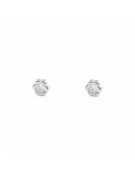 

Gold girl earrings White Daisy with cubic zirconia
