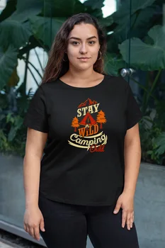 

Angemiel Wear Stay Wild Camping Black Women Cotton Large Size T-Shirt
