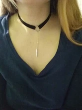 ¡Novedad de la temporada 90! Gargantilla Punk de piel en 4 colores, Collar de geometría Color dorado con colgante redondo, Collar para mujeres y niñas