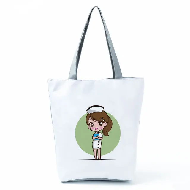 Electrocardiogram Grid Print Shoulder Bags Fashion Simple Women's Bag Eco Portable Handbags Practical High Capacity Shopping Bag hl1552 Nurse Bag